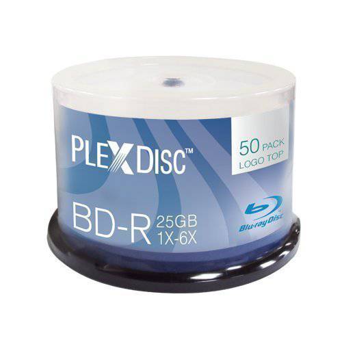 PlexDisc 633-814 25 GB 6X Blu-ray 로고 Top 싱글 레이어 기록가능 Disc BD-R, 50-Disc Spindle