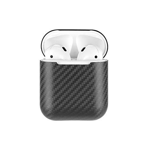 MONOCARBON Genuine 카본 Fiber 케이스 호환가능한 for New 에어팟 1 울트라 슬림 카본 섬유 커버 for 애플 무선 이어폰, 이어버드 - 매트 피니싱