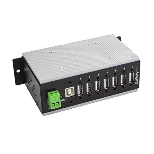 brandnameeng.com 7-Port 산업용 USB 2.0 허브 with ESD 보호& 350W Surge 보호 - 월 장착가능 (HB20A7AME)
