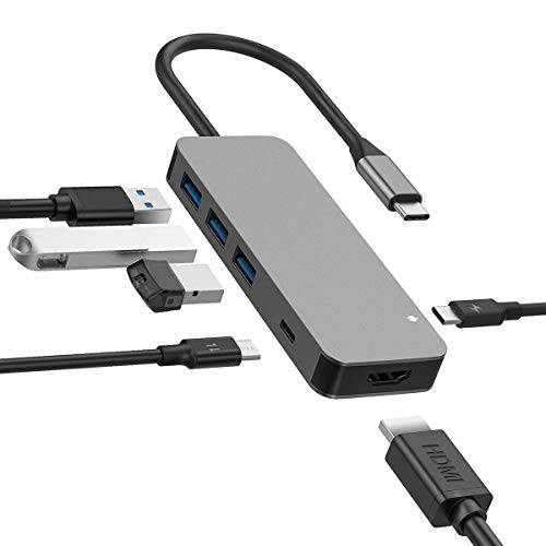 USB C 허브, Zedela USB C 변환기 with 3 USB 3.0, 4K USB C to HDMI, PD 파워 Delivery(Thunderbolt 3), Data Transmission, 6 인 1 Type C 허브 for 맥북 Pro/ Air, 아이패드 Pro, ChromeBook or more Type C 노트북