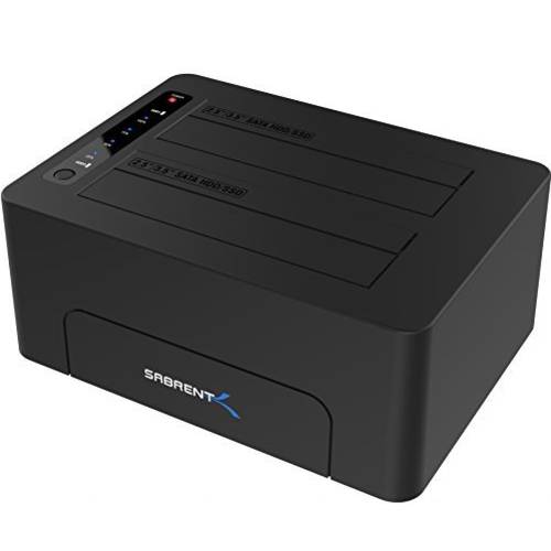 Sabrent USB 3.0 to SATA 이중 Bay 외장 하드디스크 탈부착 스테이션 for 2.5 or 3.5in HDD, SSD with 하드디스크 Duplicator/ other 기능 [10TB Support] (EC-DSK2)