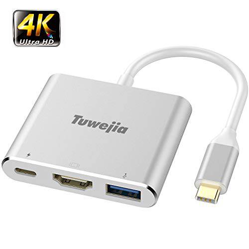 USB C to HDMI 멀티포트 어댑터 Tuwejia USB 3.1 gen 1 썬더볼트 3 to HDMI 4K 영상 컨버터 USB 3.0 허브 포트 PD 빠른 충전 포트 Large Projection 2015 16 17 18 맥북 맥북 프로 Chr with for