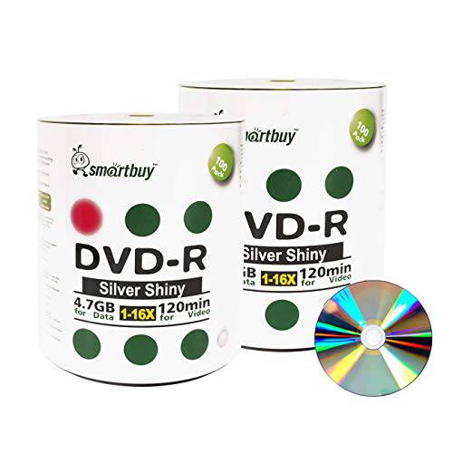 Smart Buy 200 Pack DVD-r 4.7gb 16x 샤이니 Silver 여분 Data 영상 무비 기록가능 Media Disc, 200 Disc 200pk