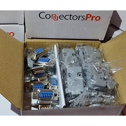 Pc 부속품 - Connectors 프로 10 Sets Solder Cup DB9 여자+  플라스틱 후드s, 9 머리핀,헤어악세사리 D-Sub 커넥터&  후드 Set, 20-Pack (10 DB9 여자s+ 10 후드s)