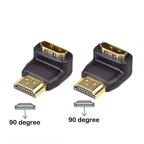 VCE 2-Pack HDMI 90 도 Male to Female 직각 변환기 3D& 4K 지원
