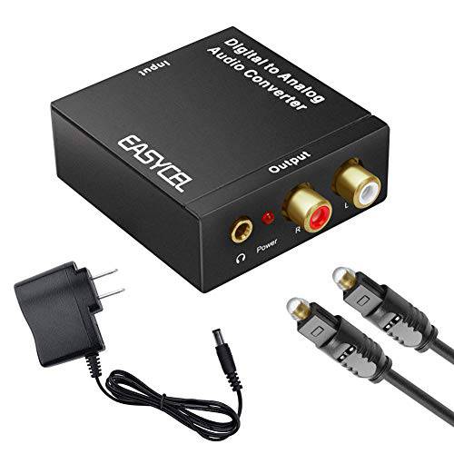 Easycel 오디오 디지털 to 아날로그 컨버터 DAC 3.5mm 잭 광 SPDIF TOSLINK 동축 to 아날로그 스테레오 L R 컨버터 옵티컬 케이블 and 파워 어댑터 PS3 PS4 Xbox Roku with with for