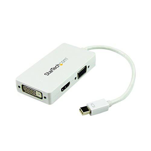 brandnameeng.com 여행용 A/ V Adapter: 3-in-1 미니DisplayPort, 미니 DP to VGA DVI or HDMI 컨버터 - 하얀 (MDP2VGDVHDW)