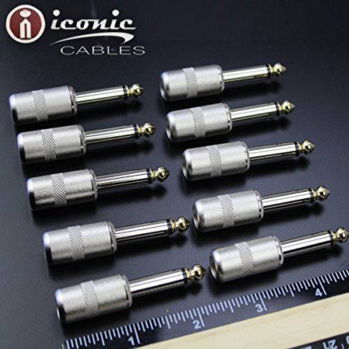 Short 배럴 1 손잡이 로우 프로파일 10 팩 1/ 4 6.35mm 오디오 케이블 Plug 커넥터 Iconic 101