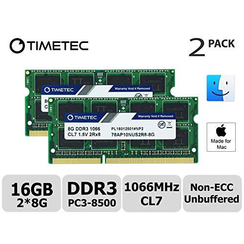 Timetec Hynix IC 16GB KIT(2x8GB) 호환가능한 for 애플 DDR3 1067MHz/ 1066MHz PC3-8500 RAM for 맥북 (Mid 2010 13-inch), 맥북 프로 (Mid 2010 13-inch), i맥 (Late 2009 27-inch), 맥 미니 (Mid 2010)