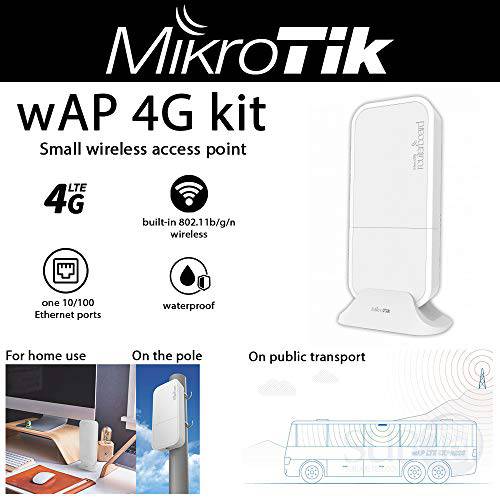 Mikrotik wAP 4G kit Small Weatherproof 무선 액세스 Point withLTE모뎀 That support 4G (LTE) 연결 (Bands 3, 7, 20, 31, 41n, 42 and 43)