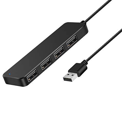 Onvian 4-Port USB 2.0 울트라 슬림 Data 허브 분배 with 5V 미니 USB 파워 Port for USB 확장 - 10 inch Extended 케이블