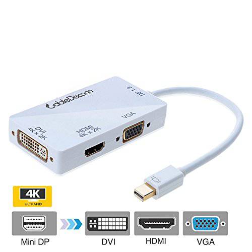 CableDeconn 3-in-1 미니DisplayPort, 미니 DP 1.2V to DVI VGA HDMI TV HDTV 변환기 컨버터 HDMI Full 4k X 2k 해상도