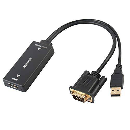 VGA to HDMI, Benfei VGA to HDMI 변환기 with 오디오 지원 and 1080P 해결 - VGA Input to HDMI Output