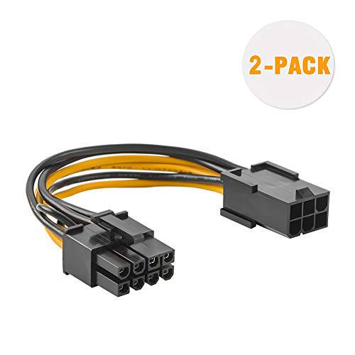 CableCreation 6 핀 to 8 핀 Pcie 변환기 케이블, 2-Pack 6-pin to 8-pin PCIe Express 파워 변환기 케이블, 4 Inches/ 10CM