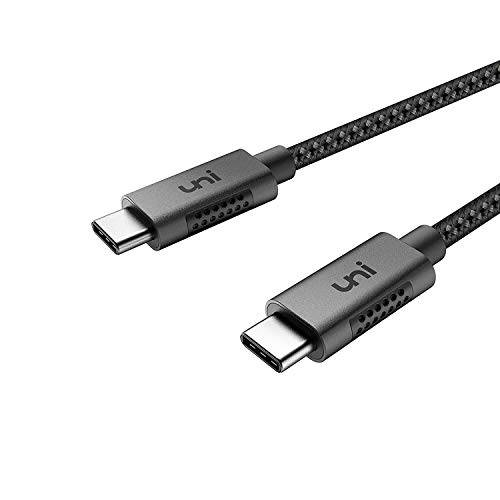 USB C to USB C 케이블 uni USB Type C 100W 고속 충전 나일론 Braided 케이블 5A 20V 호환가능한 아이패드 프로 2019 2018 맥북 프로 2019 2018 2017 Dell XPS 13 15 서피스 북 2 and More 6.6ft with