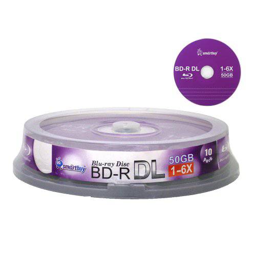 Smart Buy 10 Pack Bd-r Dl 50gb 6X Blu-ray 이중 레이어 기록가능 Disc 여분 로고 Data 영상 Media 10-Discs Spindle