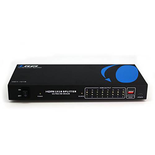 Orei 1x16 2.0 HDMI 분배 2 Ports with Full 울트라 HDCP 2.2, 4K at 60Hz& 3D support EDID 제어 - HDY-1016