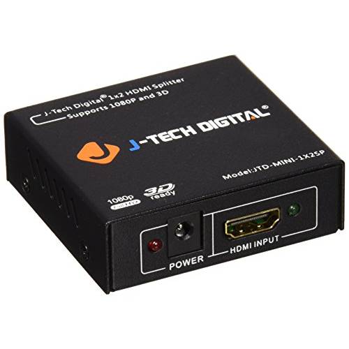 J-Tech 디지털 JTD-MINI-1x2SP 2 포트 1X2 전원 HDMI 슈퍼 미니 분배기 풀 HD 1080P 3D Capability for with