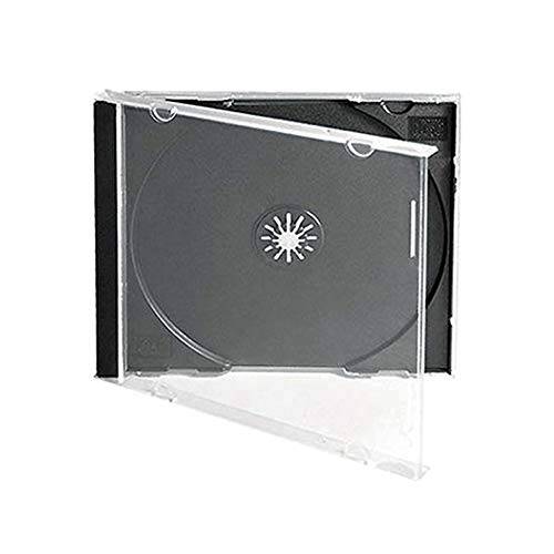 Maxtek 10.4 mm 스탠다드 Single 클리어 CD Jewel 케이스 with 조립된 블랙 Tray, 50 Pack