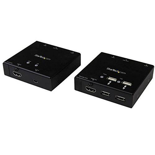 brandnameeng.com HDMI over CAT6 연장 with 4-port USB 허브 - 원격 HDMI over CAT5 or CAT6 - 165 ft (50m) - 1080p (ST121USBHD), 블랙