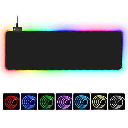 RGB 게이밍 마우스 패드 UtechSmart Large Extended Soft led 마우스 패드 14 조명 모드 2 밝기 조절 Computer 키보드 마우스 패드 매트 800 X 300mm 31.5×11.8 Inches with