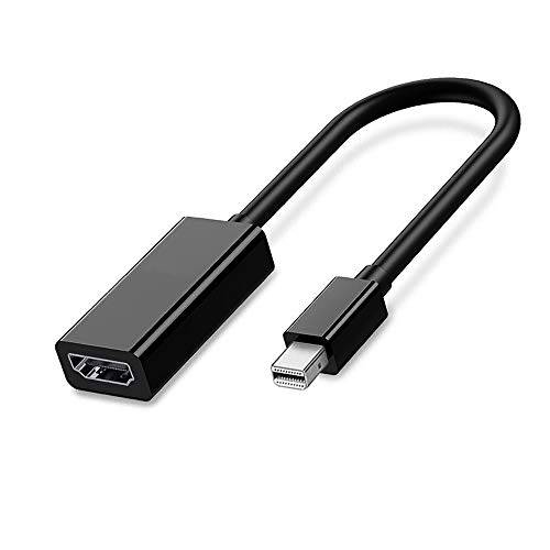 QCEs 미니DisplayPort, 미니 DP to HDMI 변환기, Thunderblot to HDMI 케이블 변환기 호환가능한 with 애플 맥북 에어 프로, iMac, 마이크로소프트 서피스 프로 도크 to TV/ Monitor/ 프로젝터 블랙