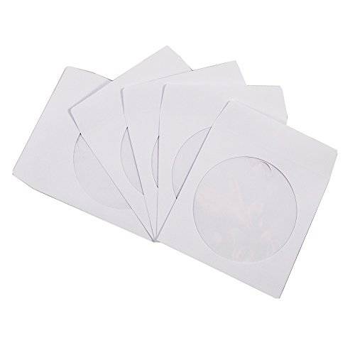 100 Pack Maxtek 프리미엄 Thick White 페이퍼 CD DVD 커버 봉투 윈도우 Cut Out and Flap 100g with