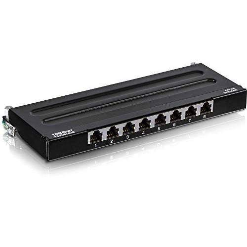 TRENDnet 8-Port Cat6A Shielded 패치 Panel, TC-P08C6AS, 벽면 마운트 Ready, 10G Ready, Cat5e, Cat6/ Cat6A Compatible, 메탈 Housing, Color-Coded 라벨링 for T568A& T568B Wiring, 케이블 관리