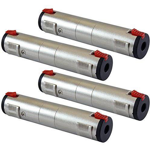 GLS 오디오 1/ 4 Locking 연장기,커플러 Female 이중 TS and TRS Plug Jack 어댑터 - 1/ 4 inch to 1/ 4 inch Barrel 이중 스테레오 and 단핵증 - 4 Pack
