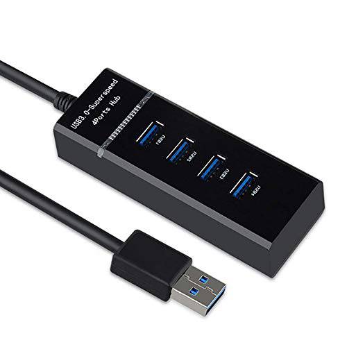 HUAPX 4 Ports USB 3.0 허브 Adapter, USB 분배 호환가능한 for USB Flash Driver, Laptop, Keyboard, 노트북 PC, Mouse, Table, Printer, PS4, 엑스박스 One, 맥북 Air/ Pro/ 미니 (0.98FT Extended Cable)