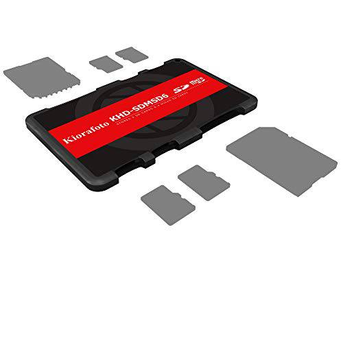 Kiorafoto KHD-SDMSD6 슬림 신용 카드 사이즈 휴대용 메모리 카드 케이스 for 2 SD 카드s and 4 미니 SD 카드s