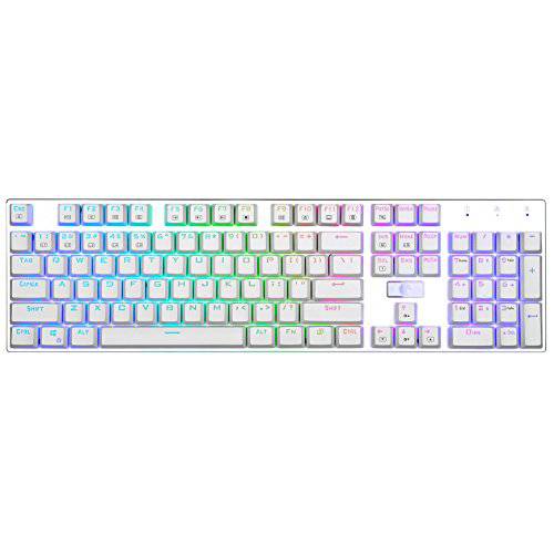 E-Element Z-88 RGB 기계식 게이밍 Keyboard, 프로그래밍가능 RGB Backlit, 블루 스위치 - 촉각&  Clicky,  WaterResistant 104 Keys Anti-Ghosting for 맥 PC, 블랙