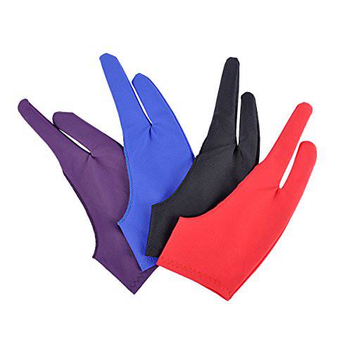 eZAKKA 태블릿,태블릿PC 드로잉 Glove, 아티스트 Glove for Graphic 태블릿,태블릿PC 아트 Creation 펜 디스플레이 and 아이패드 프로 Pencil(Blue, Red, Black, Purple)