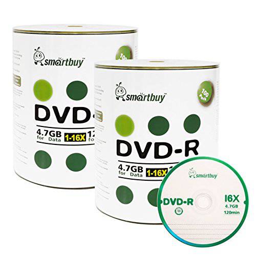 Smart Buy 200 Pack DVD-R 4.7gb 16x 로고 여분 Data 영상 무비 기록가능 Disc, 200 Disc 200pk