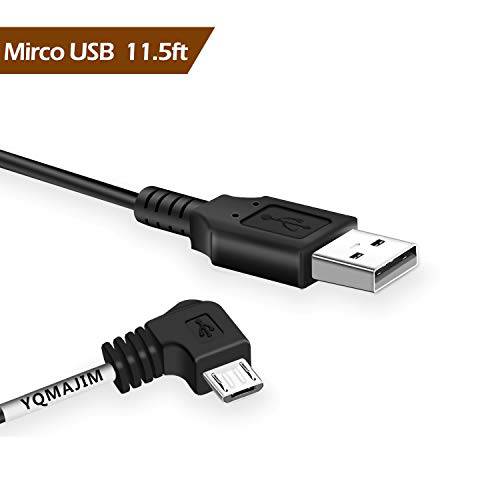 블랙박스 파워 Cord, 11.5Ft 미니 USB 충전 파워 케이블 for 차량용 블랙박스era 미러 캠 90 도 앵글 미니 USB 케이블