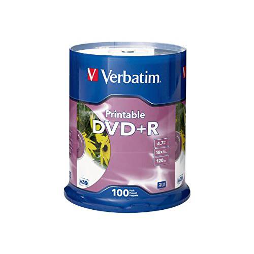 Verbatim DVD+ R 4.7GB 16X White 잉크젯 인쇄가능 - 100pk Spindle