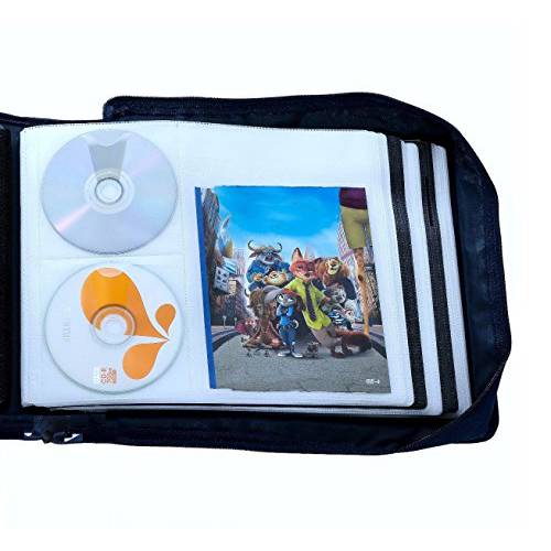 DVD CD 스토리지 케이스 with 엑스트라 와이드 Title 커버 페이지 for Blu Ray 무비 Music 오디오 Media Disk (Portable 캐링 바인더 홀더 월렛 앨범 홈 Organizer)- Blue, 128 disk units, 64 booklet 포켓