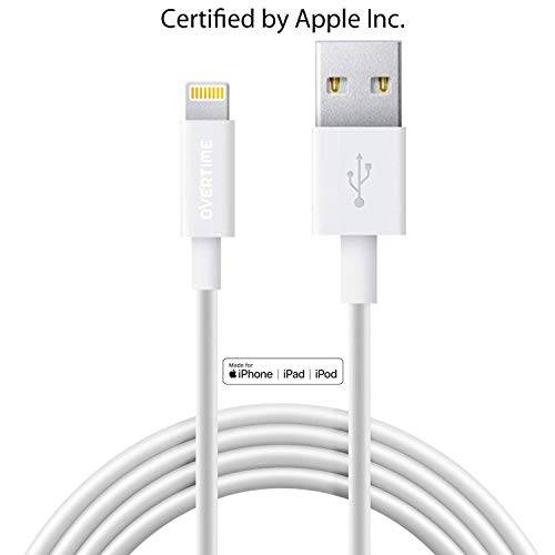 애플 MFi Certified 라이트닝 케이블, Overtime 아이폰&  아이패드 고속 충전 4ft, 충전 케이블 for 아이폰 11/ 11 Pro/ 11 ProMax/ X/ XS Max/ XR/ 8 Plus/ 7/ 6/ 5/ SE,  아이패드 Pro/ 에어 2/ 미니 4/ 3/ 2, iPod 터치 - 하얀