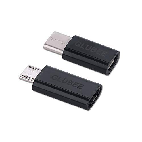 GLUBEE USB-C 어댑터  USB Type C to 미니 USB on Data 전송 충전 케이블 어댑터 호환가능한 with 스마트폰 S20 Note 10 Pixel 4 U12+, S7 (Edge) and More (Pack of 2)