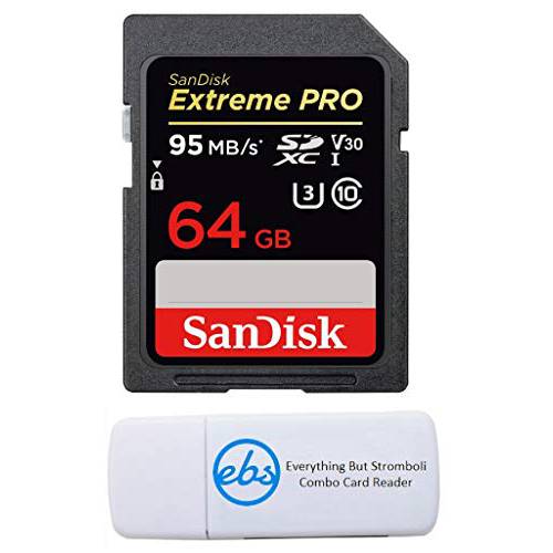 SanDisk 64GBSDXC SD Extreme 프로 메모리 카드 번들,묶음 Works with 소니 Alpha a6400 미러리스 카메라 (ILCE-6400/ B) 4K V30 U3 (SDSDXXY-064G-GN4IN) 플러스 (1) Everything But Stromboli (TM) Combo 카드 리더,리더기