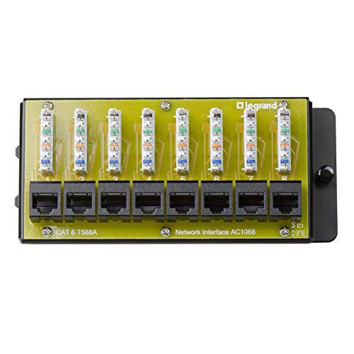 Legrand - OnQ AC1068 8-Port Cat 6 네트워크 인터페이스 Module, Yellow