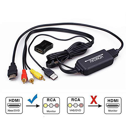 변환 HDMI to RCA 컨버터, Tackston 1080P (Not 지원 4K) HDMI to AV 컴포지트, Composite 영상 오디오 컨버터 케이블 with HDMI 커넥터 호환가능한 with Roku 파이어 스틱 노트북 Switch PS4 to Old TV