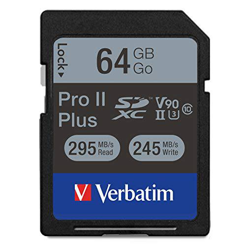 Verbatim 64GB 프로 II 플러스 1900X SDXC UHS-II V90 U3 Class 10 메모리 카드