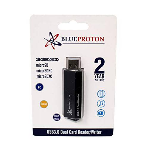 BlueProton USB 3.0 휴대용 카드 리더,리더기 for SD, SDHC, SDXC, MicroSD, MicroSDHC, MicroSDXC, with 고급 All-in-One 모양뚜껑디자인