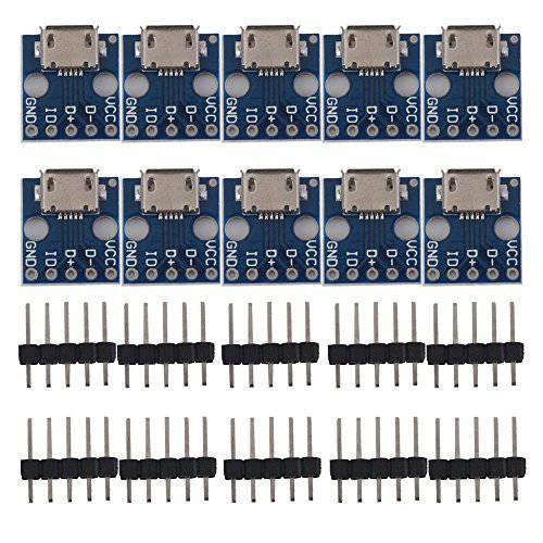 Prterewy 2.54mm 미니 USB to 딥핑,디핑 변환기 5Pin Pinboard Female 커넥터 PCB 컨버터 DIY 스페어 부속 Kit Pack of 10