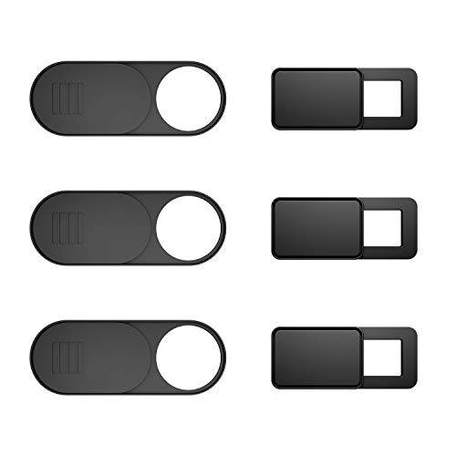 웹카메라 커버 6-Pack, 웹 카메라 커버 슬라이드 Ultra-Thin for Laptop, iMac, 맥북 Pro, Mac, Computer, 스마트 Phone, 태블릿 슬라이드식 카메라 막이,차단,단열 프로텍트 Your 은둔&  보안 (Black)