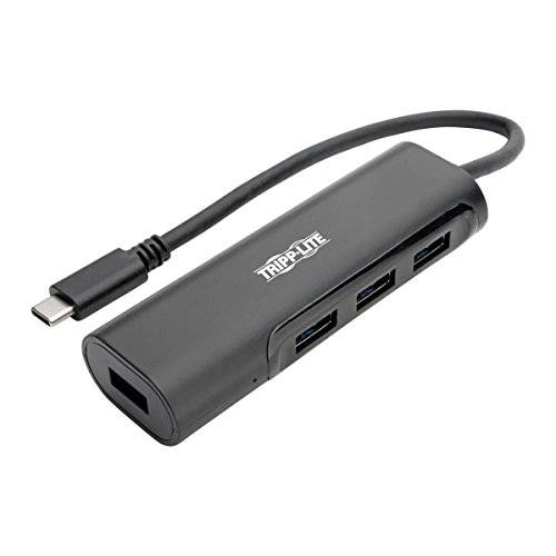 Tripp Lite USB C허브 4-Port w/ 4x USB-A 휴대용 소형, 콤팩트 USB Type C, USB-C 썬더볼트 3 블랙 (U460-004-4AB)