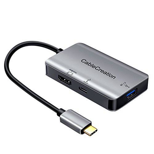 USB 3.1 Type C to HDMI 4K 변환기 with 100W 파워 Charging+ USB 3.0 3-in-1 썬더볼트 3 알루미늄 Hub, 호환가능한 with 맥북 프로 2019/ 2018, XPS 13, Yoga 910, 갤럭시 S10/ 9 and Dex 지원 핸드폰
