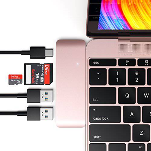 Satechi 알루미늄 Type-C USB 3.0 3-in-1 Combo 허브 with USB-C Pass-Through - 호환 with 2018 맥북 Air, 2018 아이패드 Pro, 2015/ 2016/ 2017 맥북 12-Inch and More