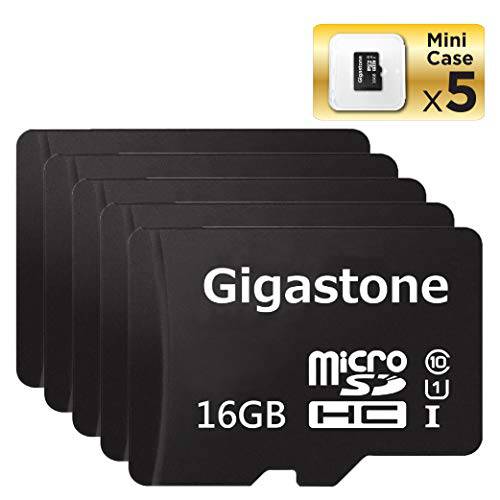 Gigastone 16GB 5-Pack 미니 SD Card, FHD Video, Surveillance 세큐리티 캠 액션 캠 Drone, 85MB/ s 미니 SDXC UHS-I U1 Class 10